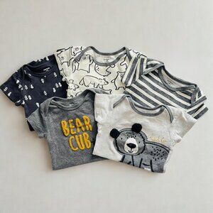 Gerber 5-Pack Cotton Short-Sleeve Onesies, Size 6-9 Months, Gray Assortment